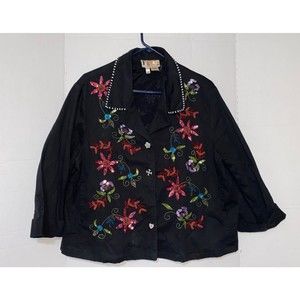 Vintage Faith embellished embroidered jean jacket Lg